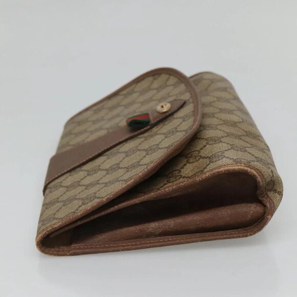 GUCCI GG Supreme Web Sherry Line Bag PVC Beige Brown - Picture 4 of 16